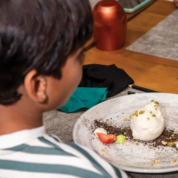 Dessert served at a family table